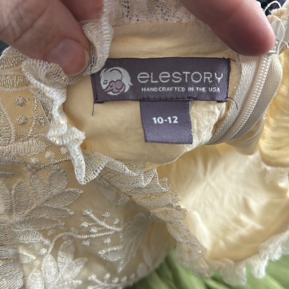 Elestory Holly Dress Cream Green Size 10-12 - Picture 3 of 5